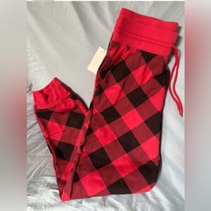 Red and Black Plaid Jogger Pants